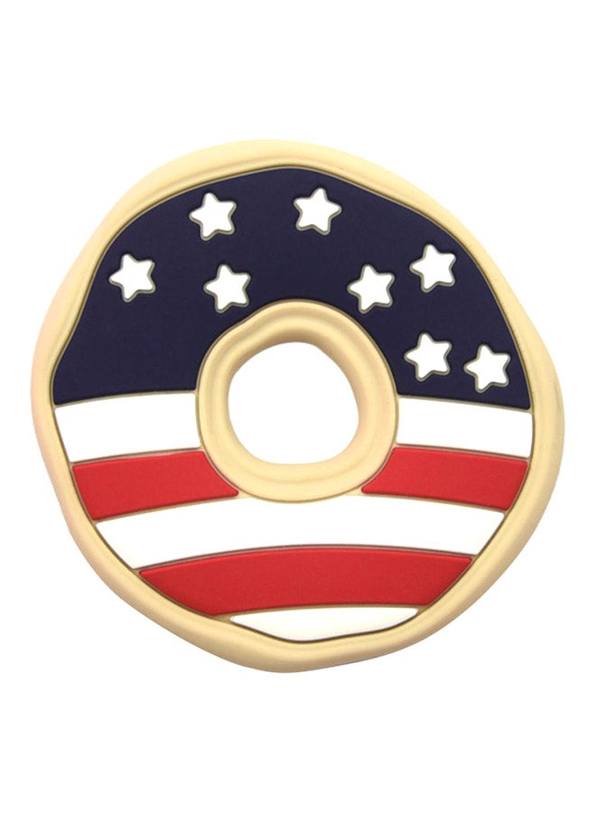 Bebi - Silicone Teether Toy, Stimulating Cooling Teething Pain Relief Teething Toys, Easy Squeezy  Doughnut Teether White/Red/Blue - Image 1