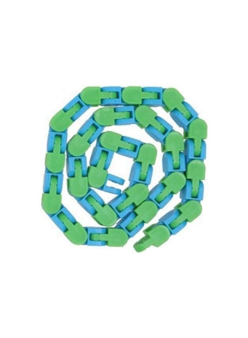 Generic 36 Links Wacky Tracks Snap And Click Snake Puzzle Fidget Toy - Blue and Green 