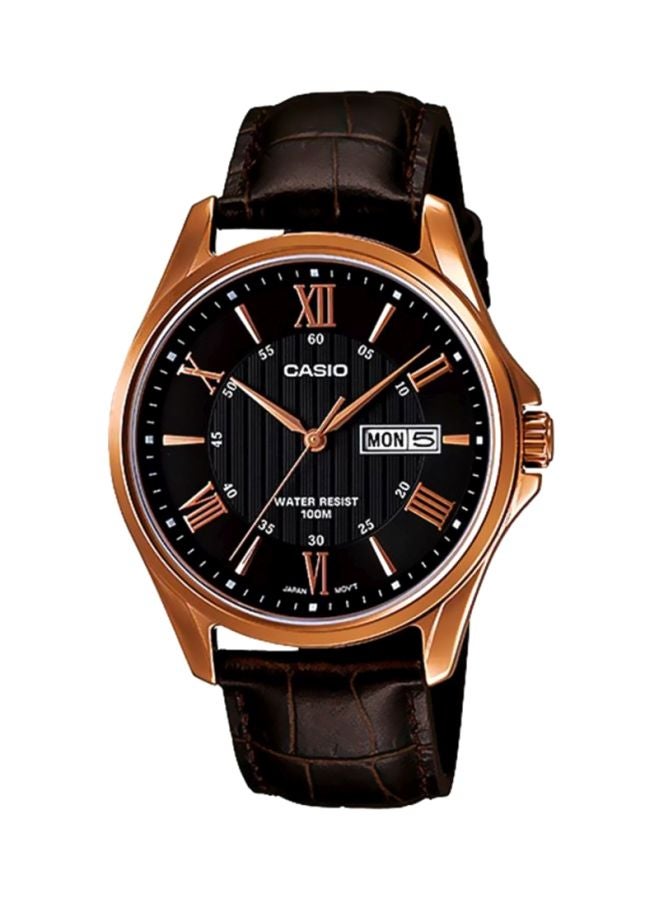 كاسيو ساعة يد إنتيسر بعقارب طراز MTP-1384L-1ADF - 47 مم - بني للرجال - Image 1
