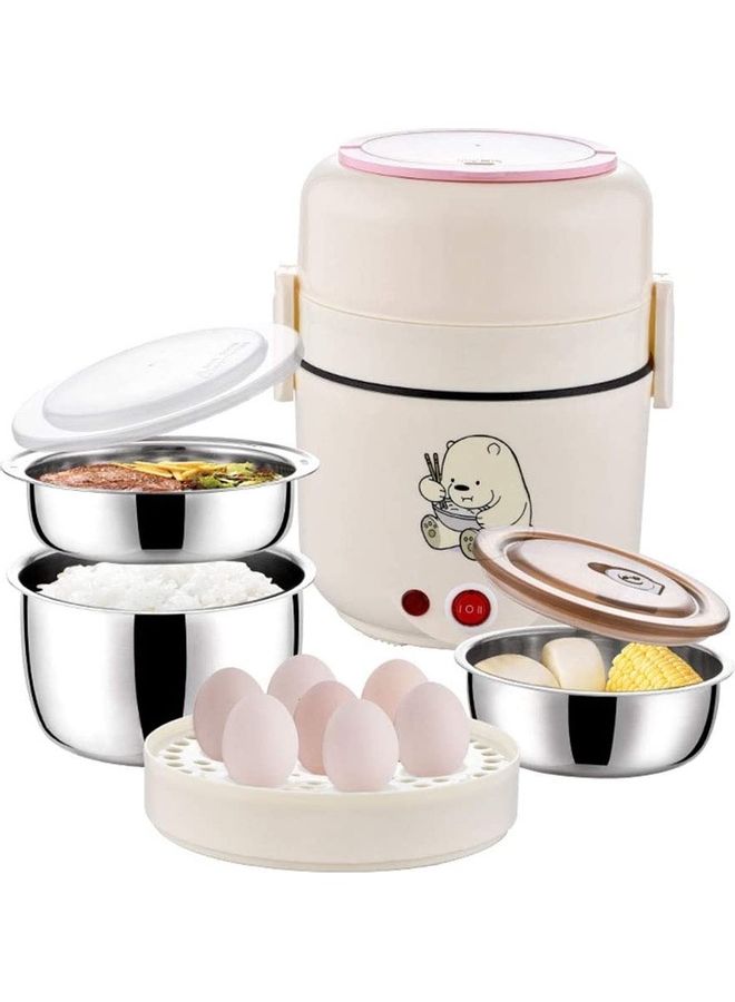 XiuWoo Stainless Steel Electric Lunch Box Beige 2000ml  - Image 1