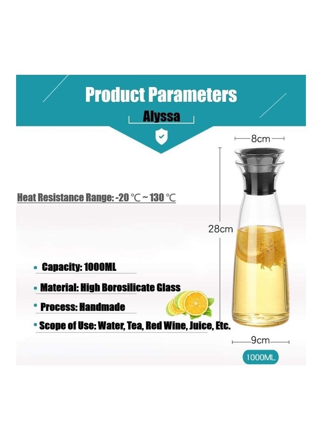 شو وو إبريق ماء زجاجي مزود بغطاء من الستانلس ستيل شفاف/ فضي - Image 2