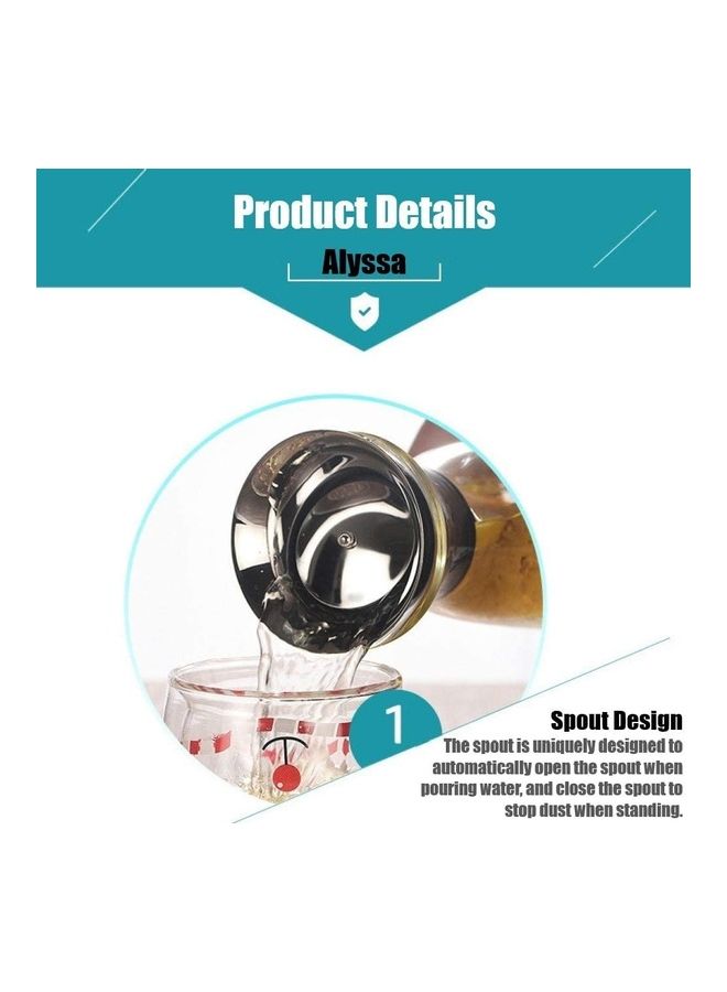 شو وو إبريق ماء زجاجي مزود بغطاء من الستانلس ستيل شفاف/ فضي - Image 3