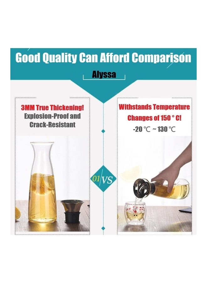 شو وو إبريق ماء زجاجي مزود بغطاء من الستانلس ستيل شفاف/ فضي - Image 5