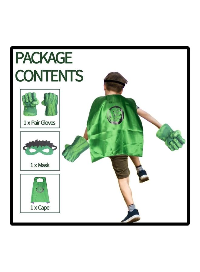 Double Sided Hulk Costume Cape And Mask Set With Gloves One Size  - Image 3