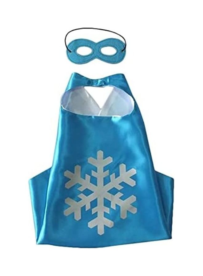 Double Sided Snowflakes Printed Costume Cape And Mask Set One Size - Image 1