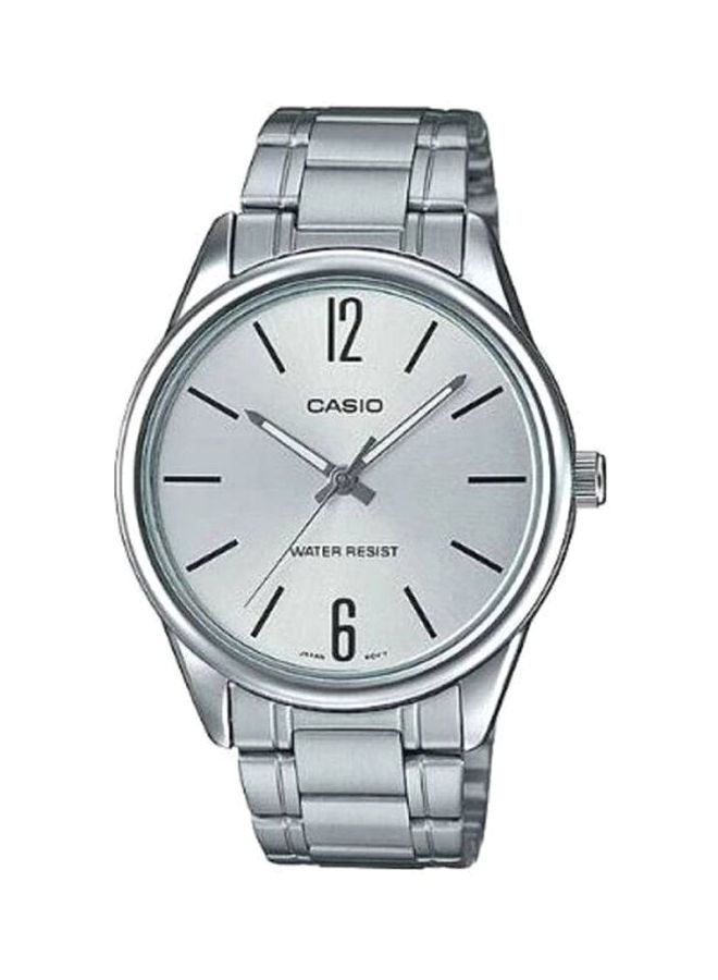 كاسيو ساعة يد بعقارب مقاومة للماء بسوار من الإستانلس ستيل من سلسلة دريس طراز MTP-V005D-7B - مقاس 28 مم - لون فضي للرجال - Image 1