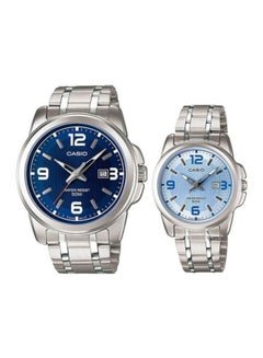 2-Piece Enticer Water Resistant Analog Watch Set MTP/LTP-1314D-2AV