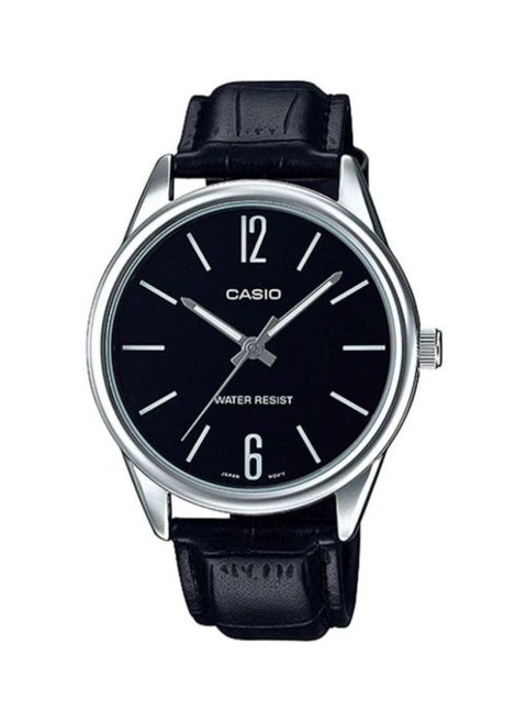 Men's Dress Leather Analog Watch MTP-V005L-1BUDF - 40 mm - Black