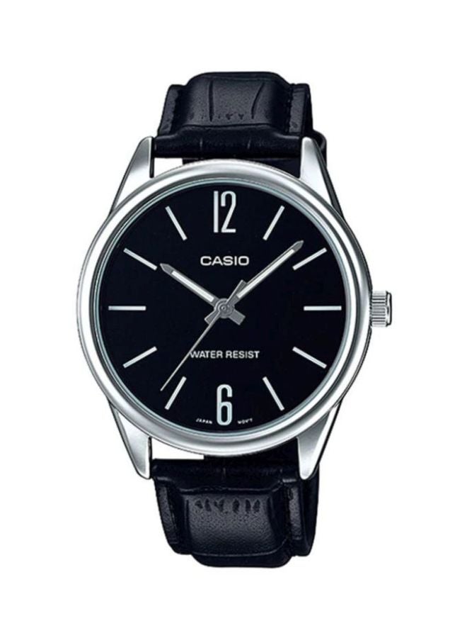 CASIO - Men's Dress Leather Analog Watch MTP-V005L-1BUDF - 40 mm - Black - Image 1