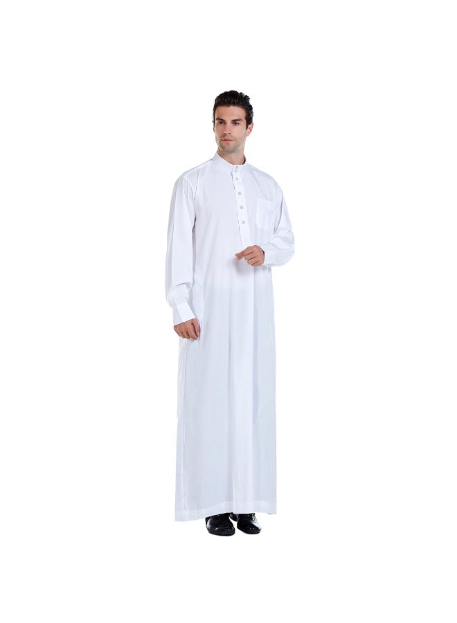 عباية بياقة قائمة أبيض - Image 3