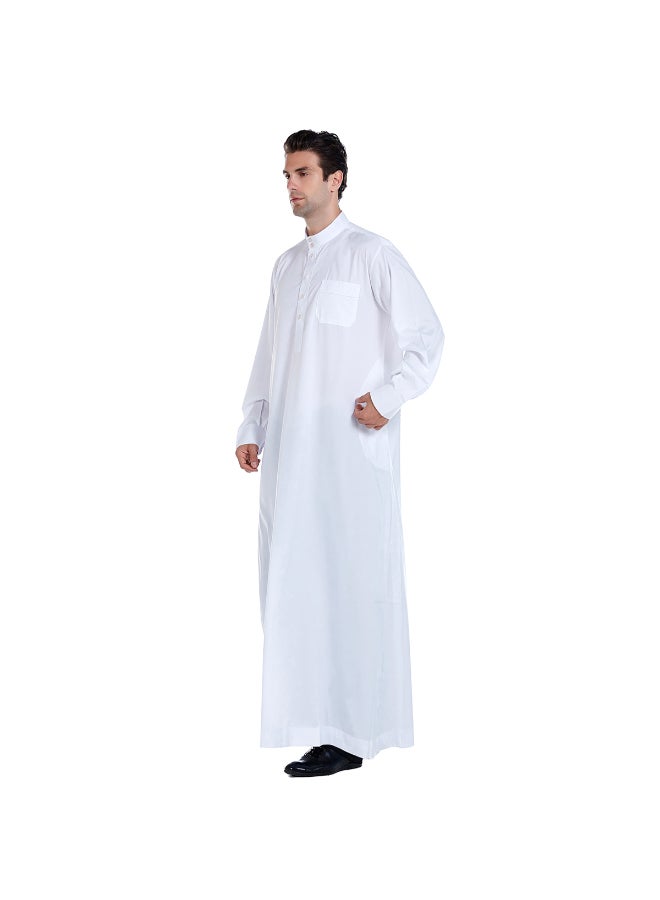 عباية بياقة قائمة أبيض - Image 4