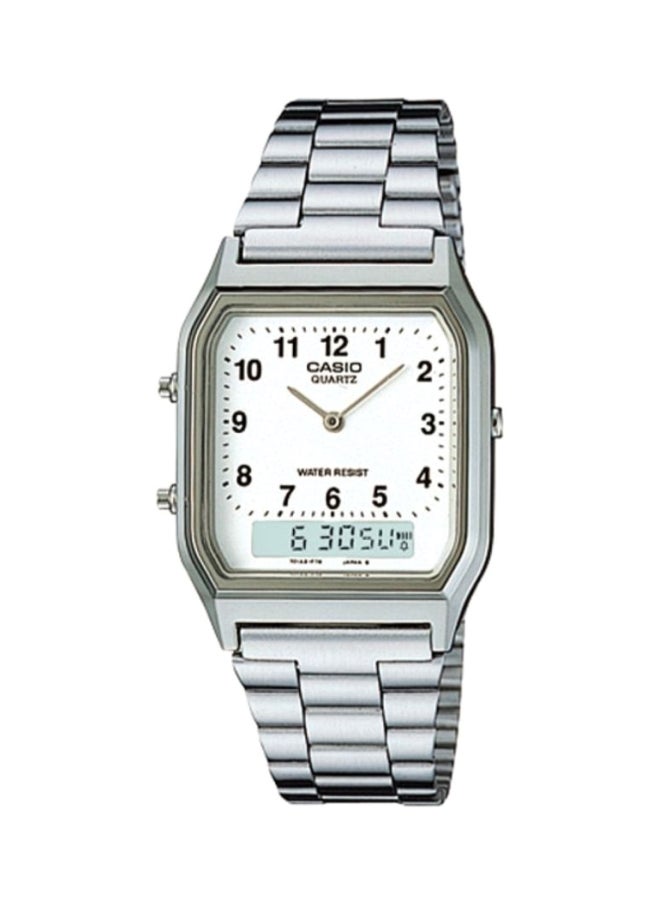 كاسيو ساعة يد معدنية بعقارب ورقمية طراز AQ-230A-7BMQ - قياس 30 مم - لون فضي للرجال - Image 1