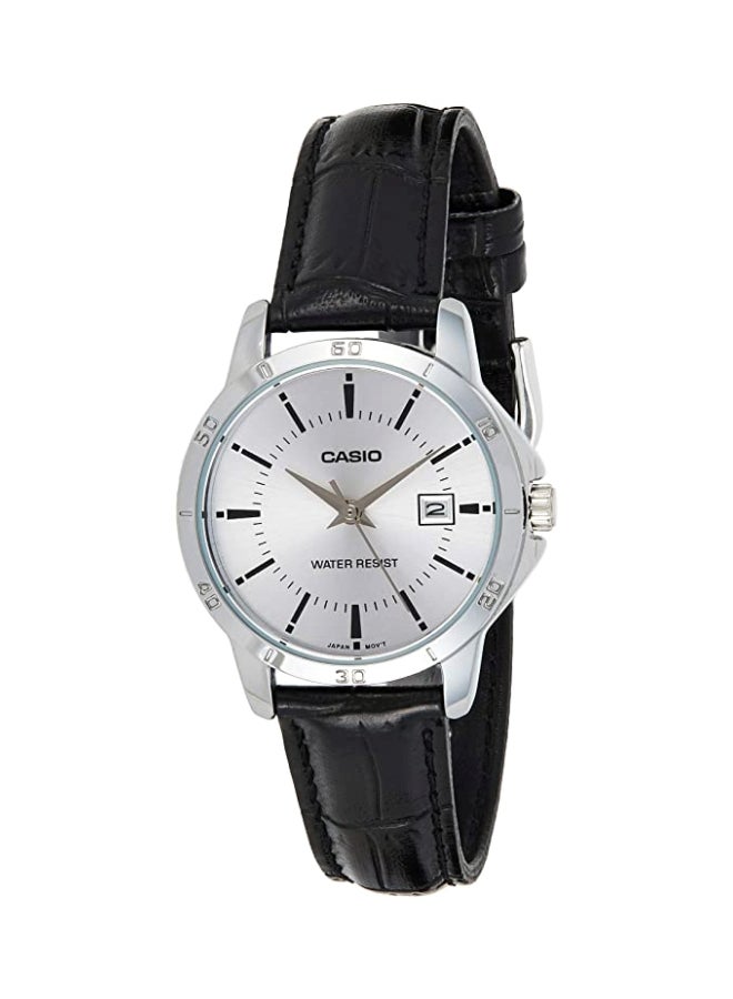 CASIO Women's Leather Quartz Analog Watch LTP-V004L-7AUDF - 30 mm - Black - Image 1