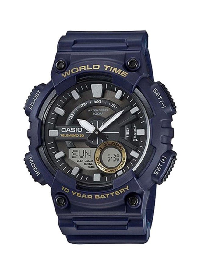 كاسيو ساعة يد رقمية وبعقارب مقاومة للماء طراز AEQ-110W-2A - 52 مم - أزرق للرجال - Image 1