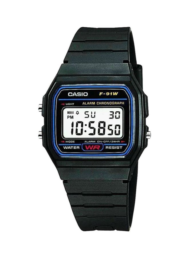 كاسيو ساعة يد رقمية رياضية مقاومة للماء بسوار من الراتنج طراز F-91W-1D - مقاس 38 مم - لون أسود للرجال - Image 1