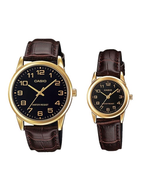 Water Resistant Analog Couple Watch Set MTP/LTP-V001GL-1BUDF