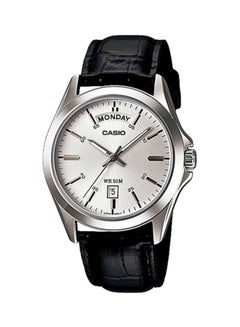 CASIO Men's Leather Analog Wrist Watch MTP-1370L-7AVDF - 40 mm - Black  - Image 1