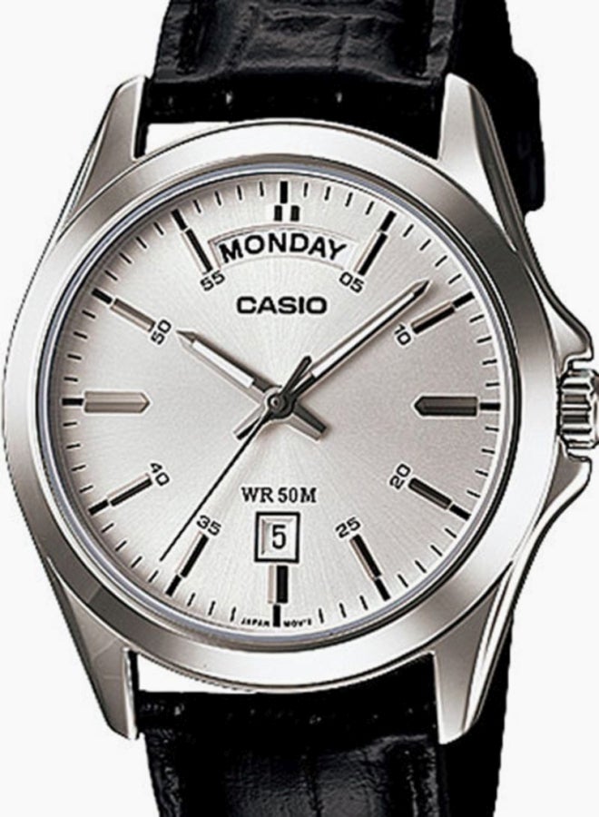 CASIO Men's Leather Analog Wrist Watch MTP-1370L-7AVDF - 40 mm - Black - Image 4