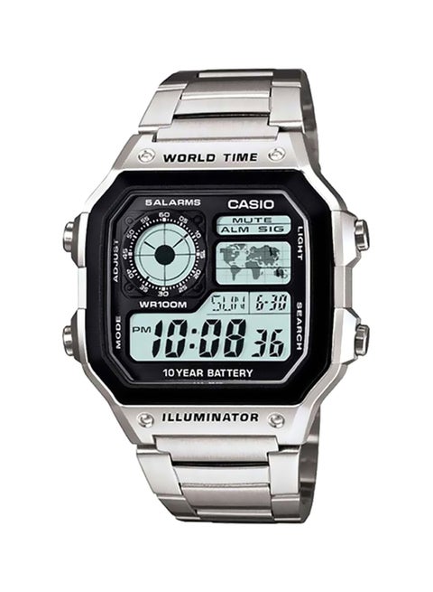 Men's World Time Digital Watch AE1200WHD - 42 mm - Silver