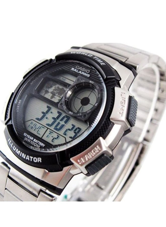 Boys' Classic Stainless Steel Digital Quartz Watch AE1000WD - 44 mm - Silver - v1624479813/N12184522A_4