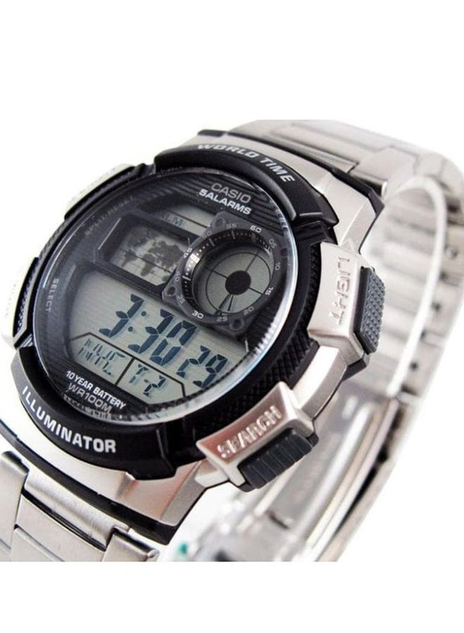 CASIO - Boys' Classic Stainless Steel Digital Quartz Watch AE1000WD - 44 mm - Silver - Image 1
