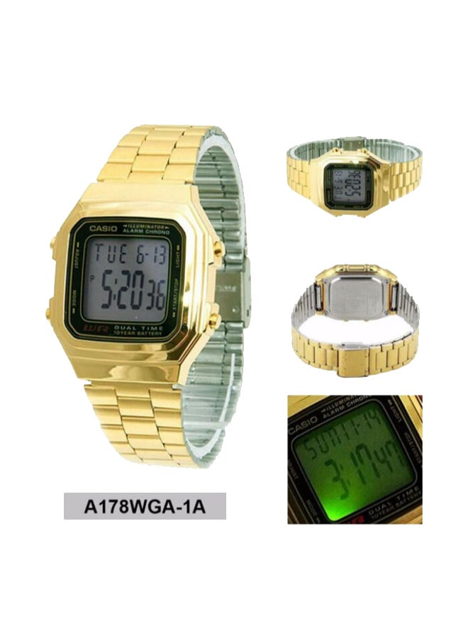 كاسيو ساعة يد رقمية مقاومة للماء طراز A-178WGA-1A - مقاس 41 مم - لون ذهبي للرجال - Image 4