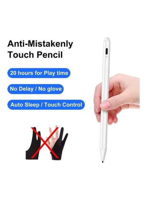 Upgraded Stylus Pen with Palm Rejection Compatible with Apple iPad(6th Gen) White