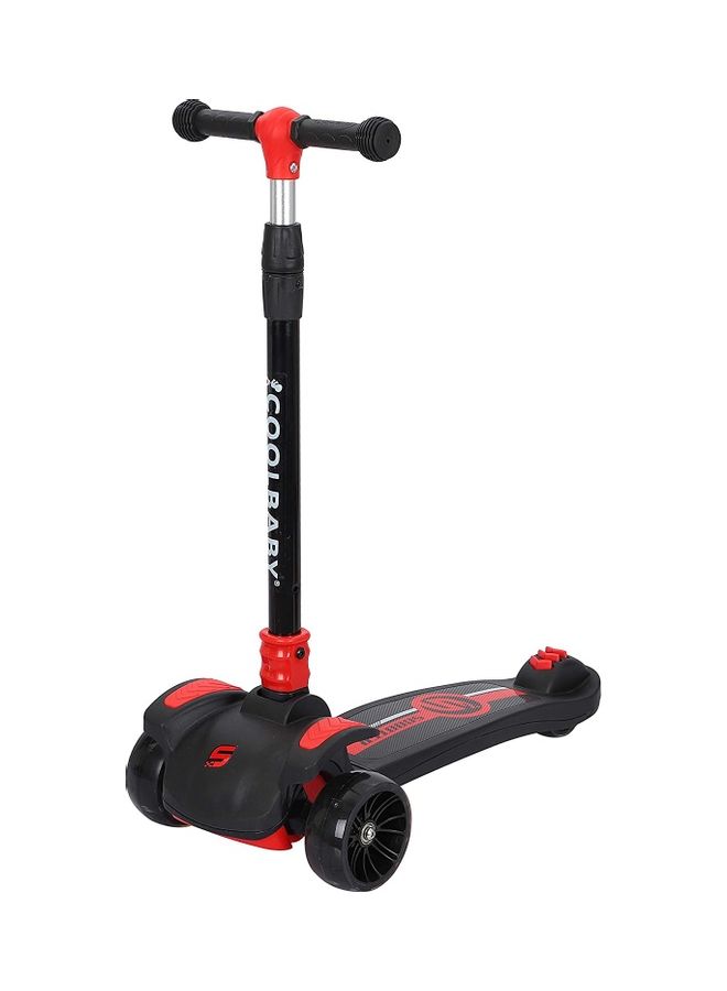 Cool Baby Foldable LED Light Wheels Ride-On Scooter with Adjustable Height and Music 65 x 30 x 77cm - Image 1