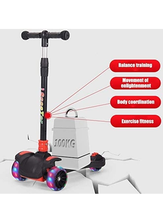 Cool Baby Foldable LED Light Wheels Ride-On Scooter with Adjustable Height and Music 65 x 30 x 77cm - Image 4