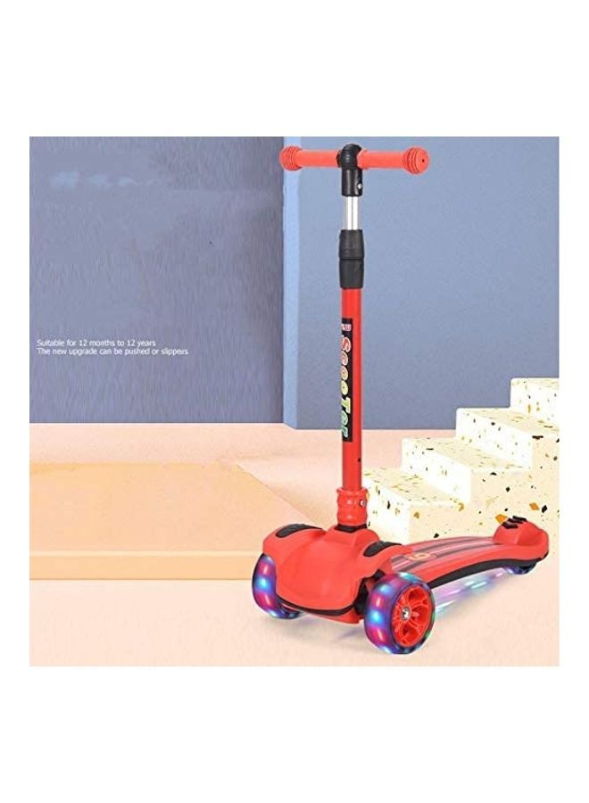 Cool Baby Foldable LED Light Wheels Ride-On Scooter with Adjustable Height and Music 65 x 30 x 77cm