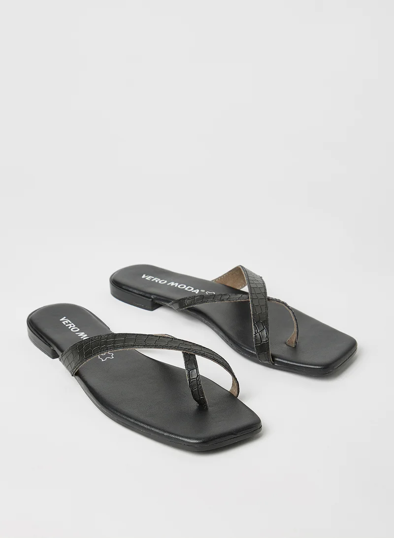 VERO MODA Croc Effect Leather Sandals