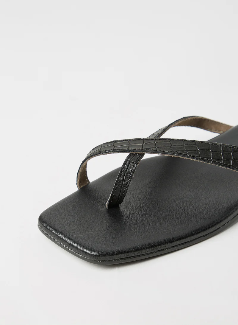 VERO MODA Croc Effect Leather Sandals Black