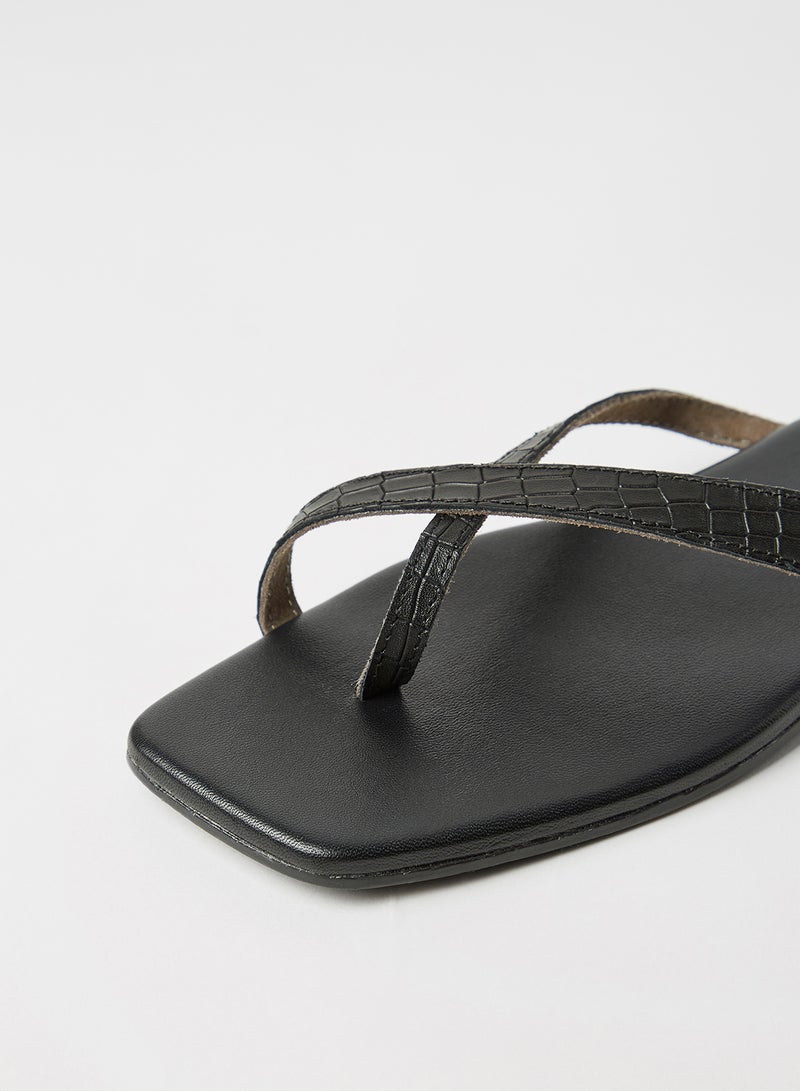 VERO MODA Croc Effect Leather Sandals Black  - Image 4