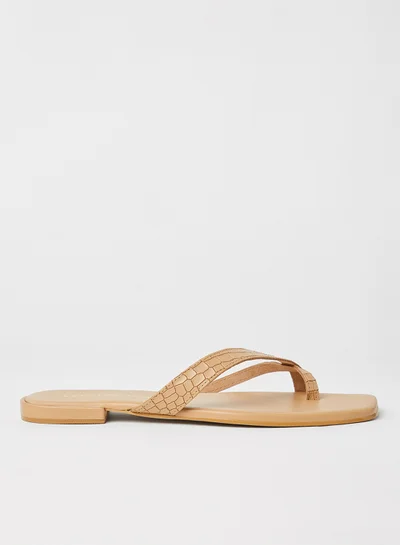 VERO MODA Croc Effect Leather Sandals Travertine