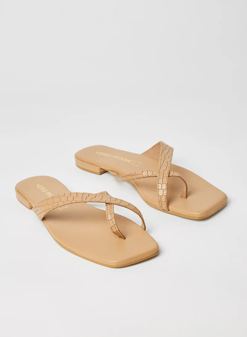 VERO MODA Croc Effect Leather Sandals