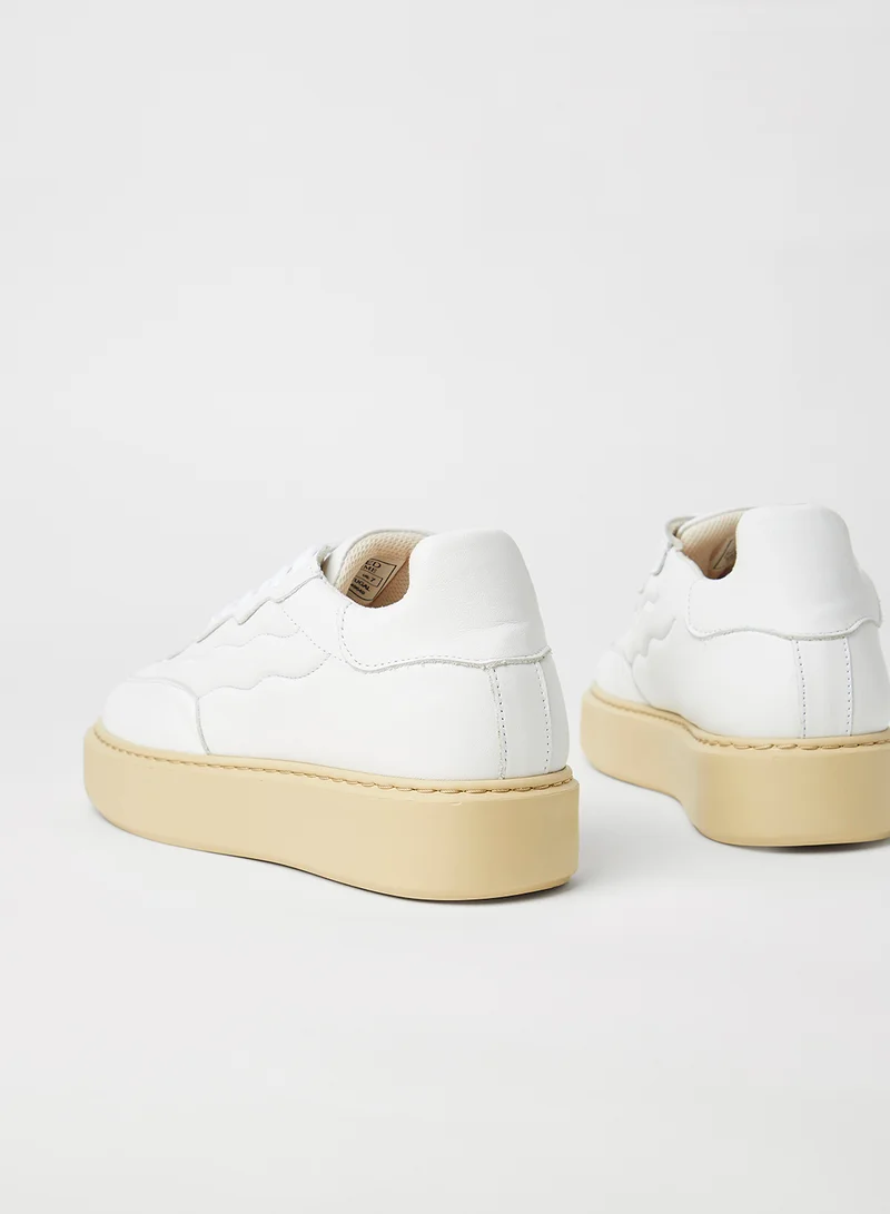SELECTED FEMME Stitch Detail Leather Sneakers White