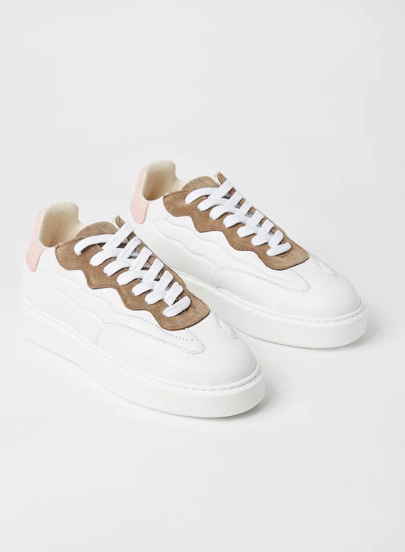 SELECTED FEMME Stitch Detail Leather Sneakers