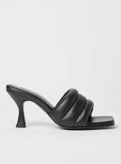 SELECTED FEMME Padded Spool Heel Mules Black