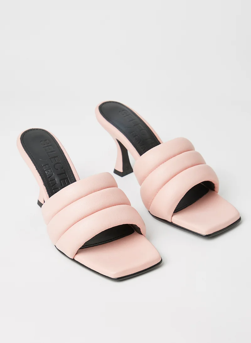 SELECTED FEMME Padded Spool Heel Mules