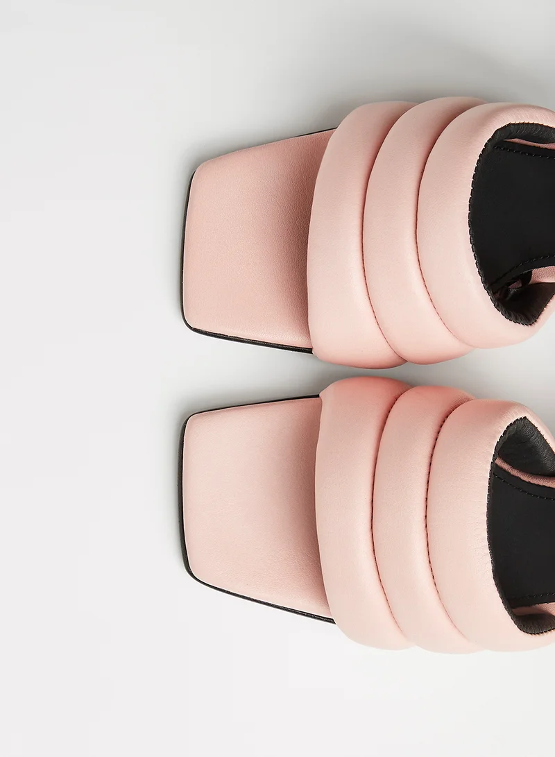 SELECTED FEMME Padded Spool Heel Mules Pink