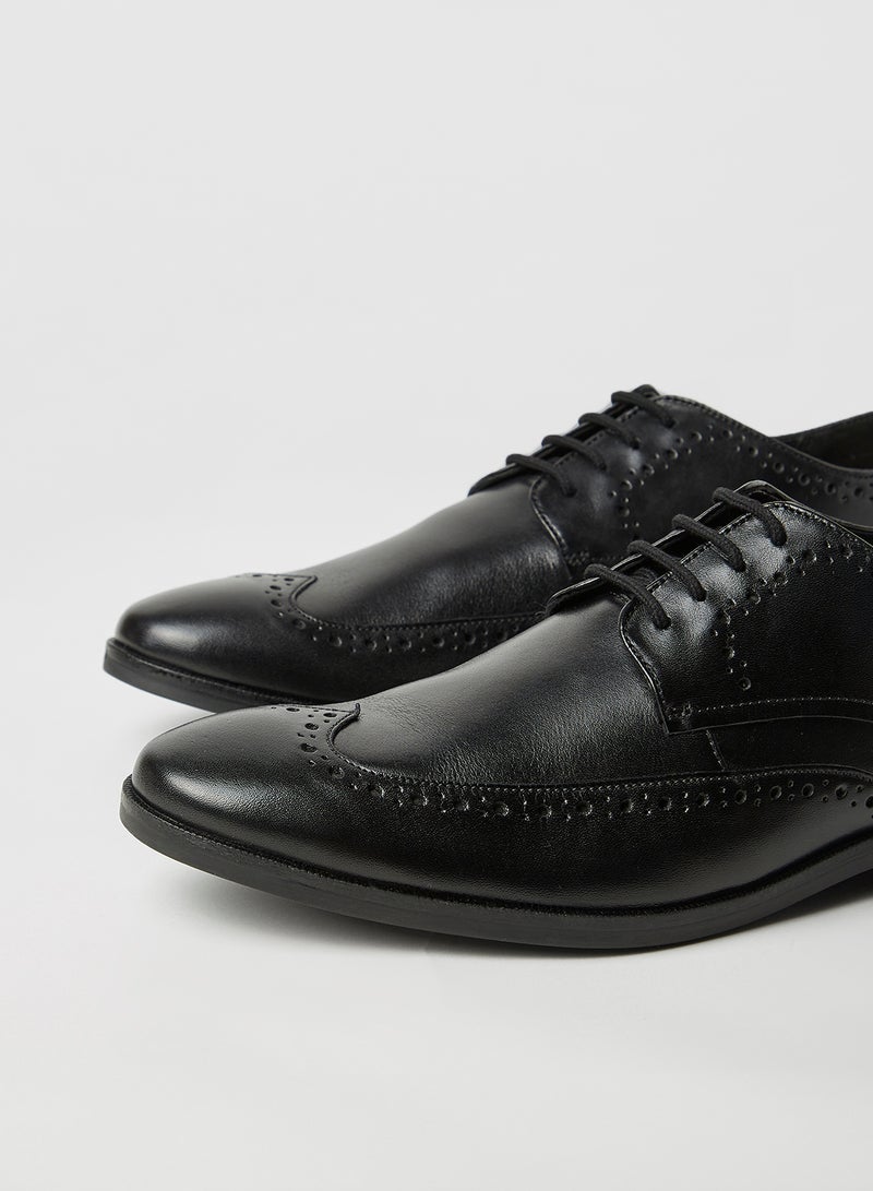 clarks - Stanford Limit Lace-Up Leather Shoes Black - Image 1