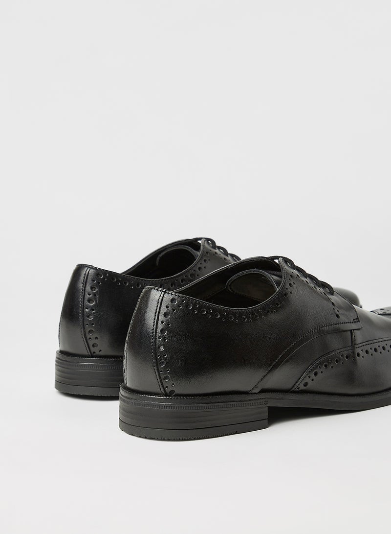 clarks - Stanford Limit Lace-Up Leather Shoes Black - Image 1