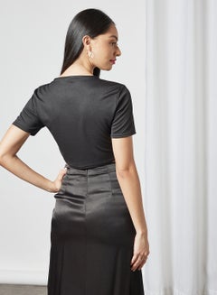 FEMME LUXE Twist Front Crop Top Black  - Image 2