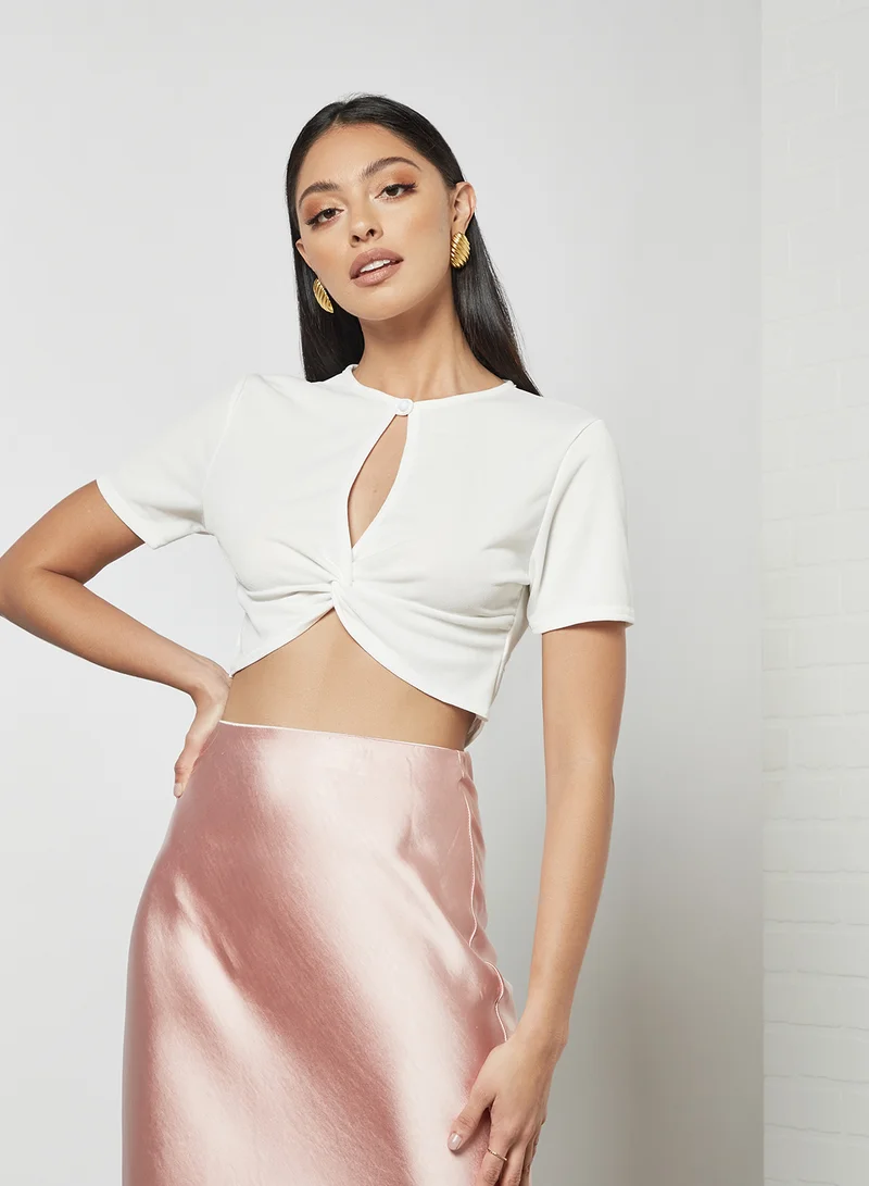 FEMME LUXE Twist Front Crop Top