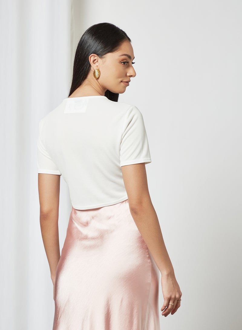 FEMME LUXE - Twist Front Crop Top White - Image 1