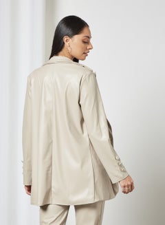 FEMME LUXE PU Pocket Blazer Stone-Grey  - Image 2