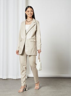 FEMME LUXE PU Pocket Blazer Stone-Grey  - Image 3