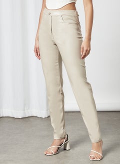 FEMME LUXE PU Pants Beige Stone  - Image 1
