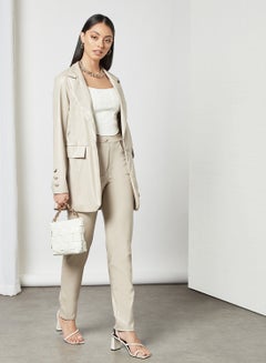 FEMME LUXE PU Pants Beige Stone  - Image 3