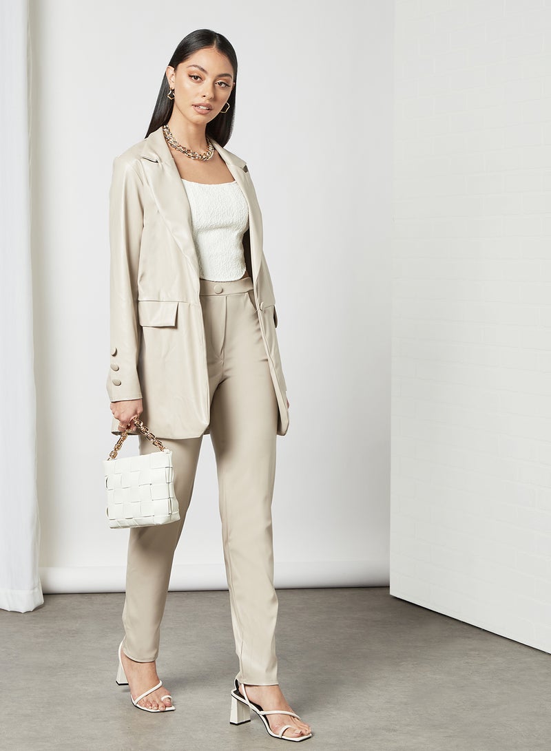 FEMME LUXE PU Pants Beige Stone  - Image 3